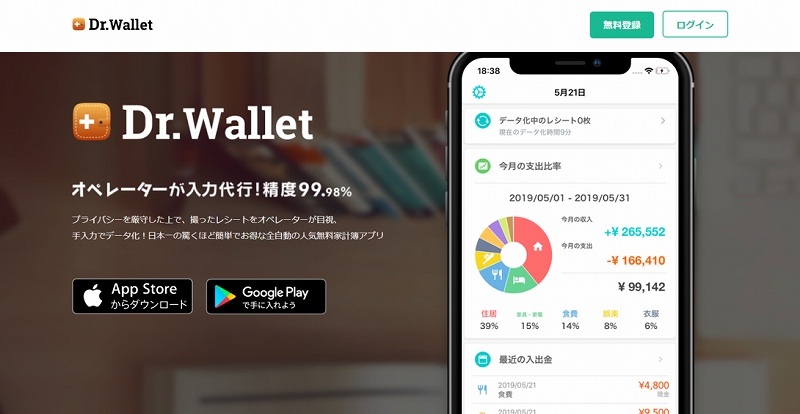 Dr.Wallet。オペレーターが入力代行!精度99.98%