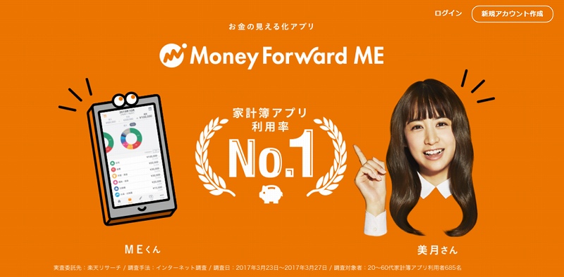 Money Forward ME。家計簿アプリ利用率No.1
